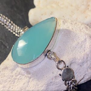 Marine Chalcedony Goddess Handcrafted statement bracelet